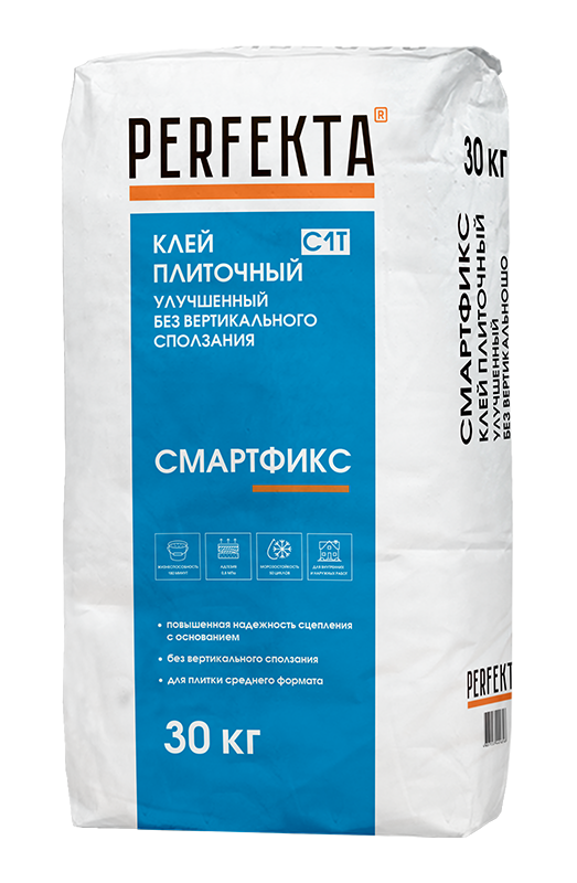 Клей плиточный улучшенный без вертикального сползания Смартфикс C1 T, 30 кг